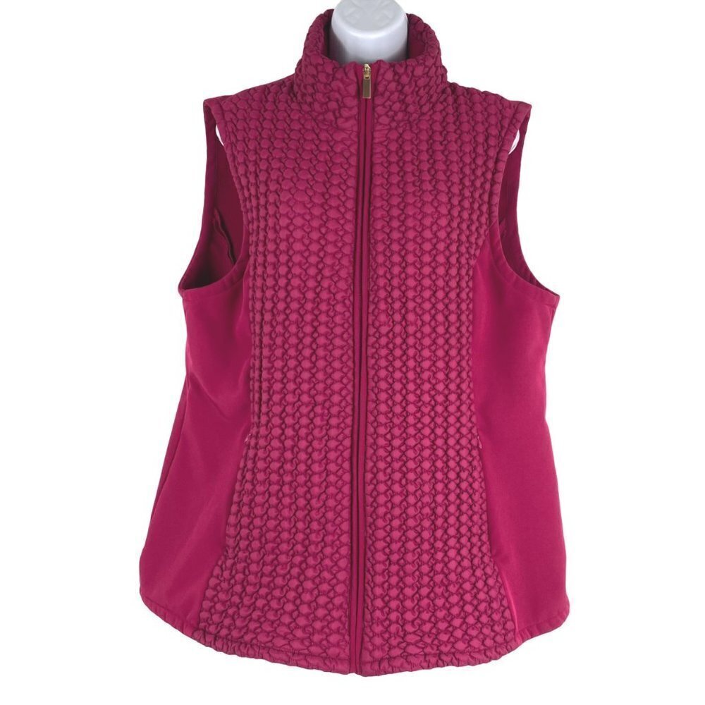 Susan Graver Vest Women's XL Textured Full Zip Pockets Polyester‎ CJ-1233